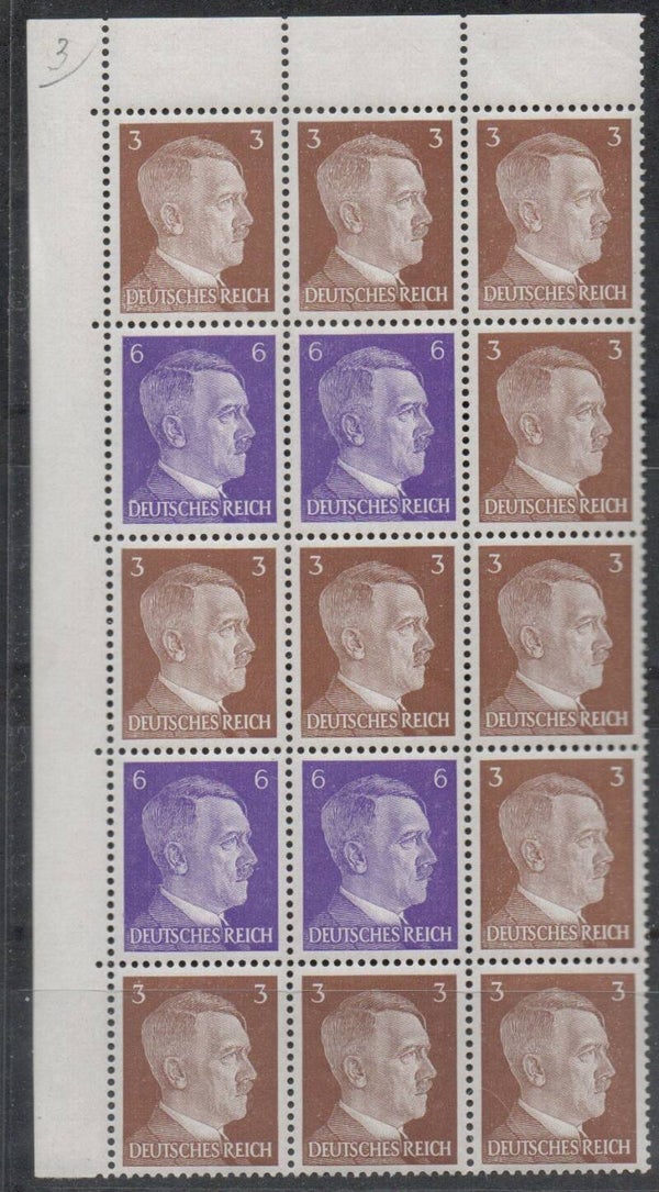 Deutsches Reich Zusammendruck Bogenteil aus MHB 69 postfrisch/ **