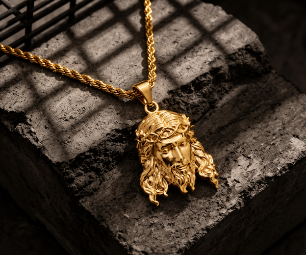 Colgante Rostro de Jesús con Corona de Espinas y Cadena