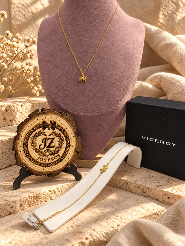 Conjunto Viceroy de Gargantilla y Pulsera con Alas Chapado en Oro