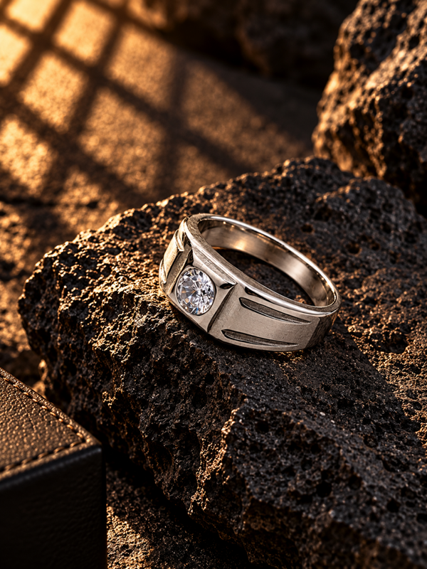 Anillo Masculino con Circonita en Acero Quirúrgico
