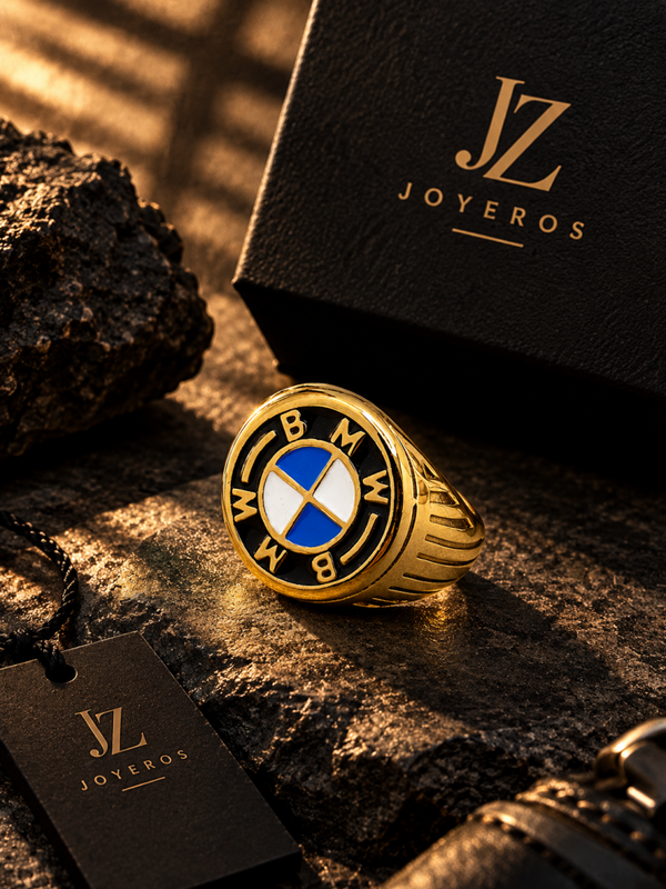 Anillo BMW en Acero Quirúrgico Chapado en Oro