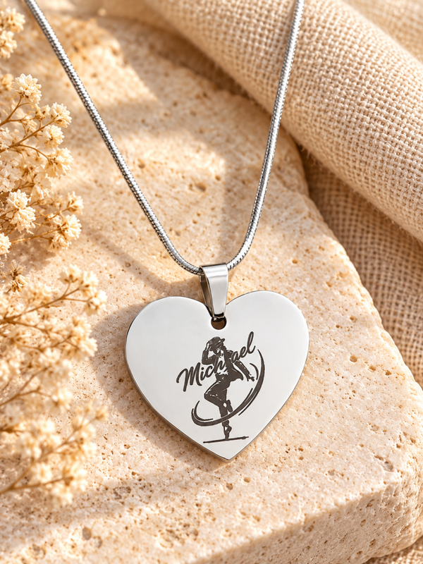 Collar con medallón de corazón de Michael Jackson en acero quirúrgico