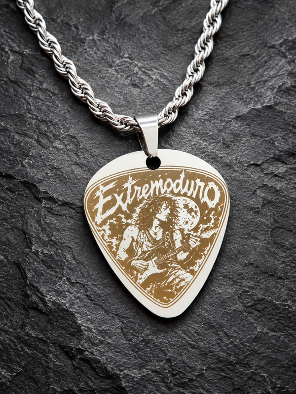 Colgante Púa de Guitarra Extremoduro Plateado con Cadena