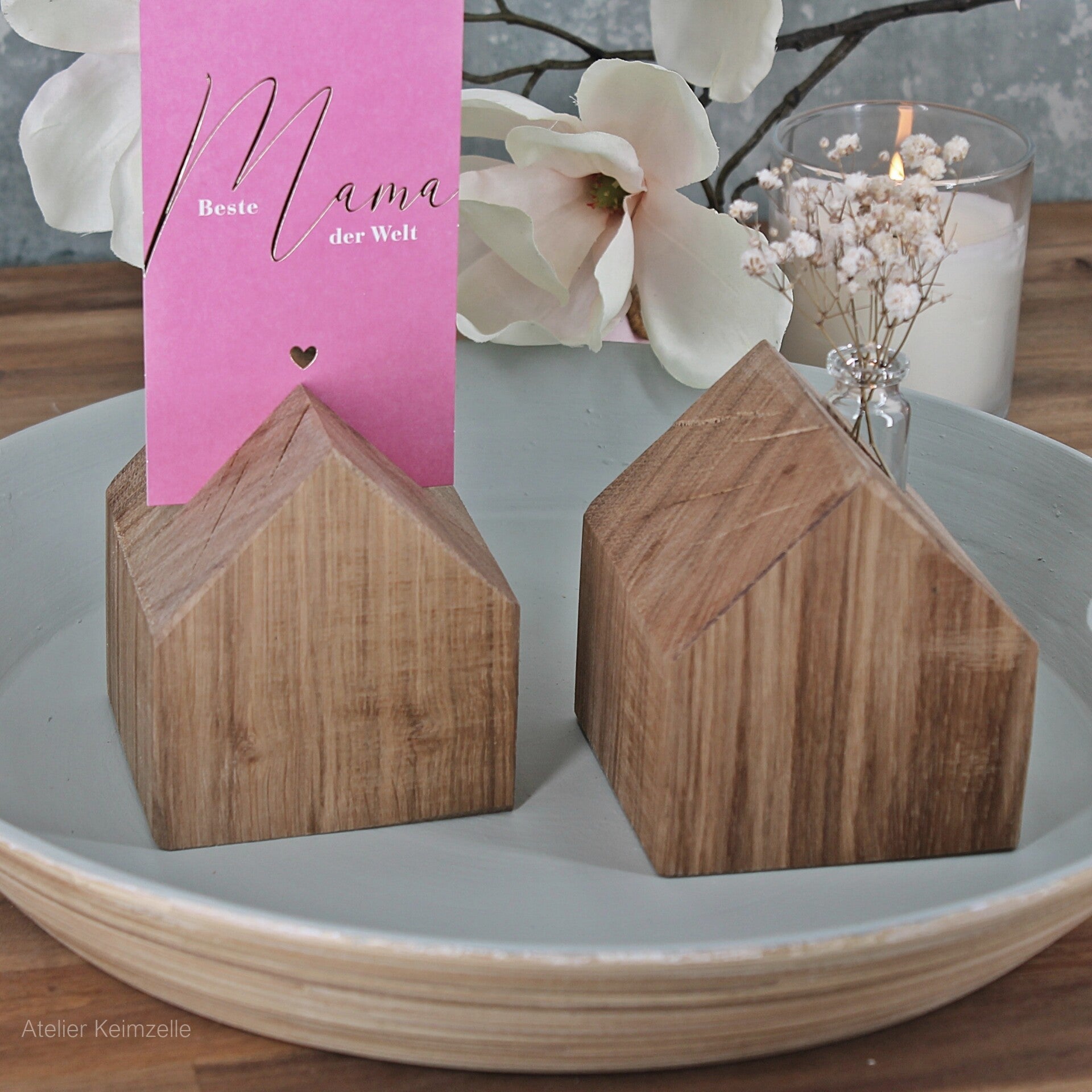 Holzhäuser Kartenhalter, Vase, Set, Eiche massiv