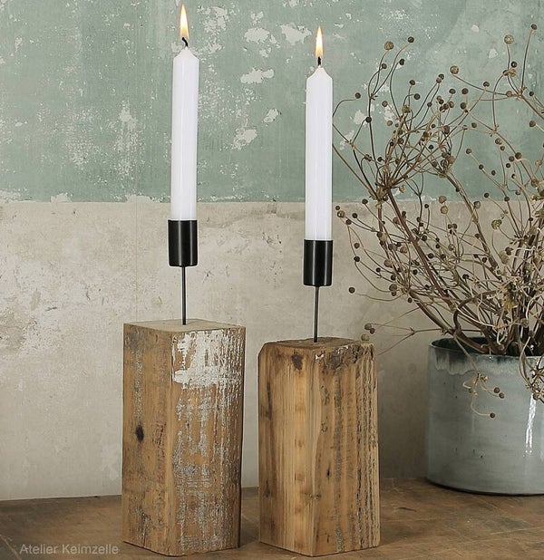 Kerzenhalter /  Holzbalken /  Altholz / Upcycling /  1 Stück