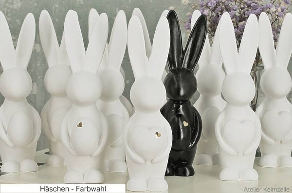 Set - Zwei Häschen aus Raysin - Osterdeko - Ei - Herz - Schwarz oder Weiß