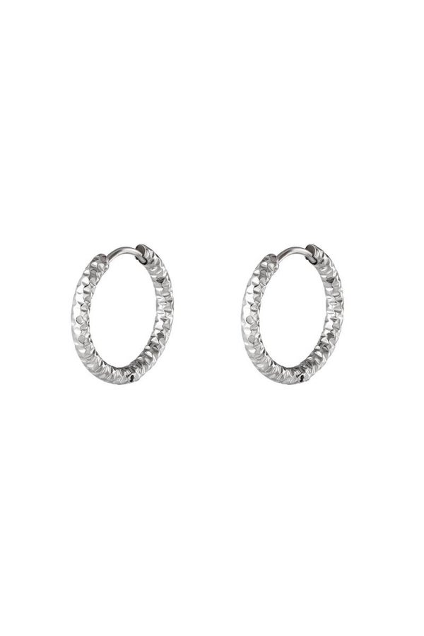 Textured hoop earrings - silver