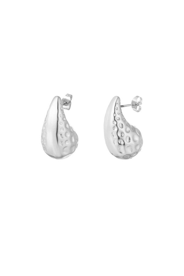Textured drip earrings - silver