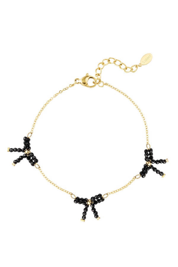 Beaded bows bracelet - gold