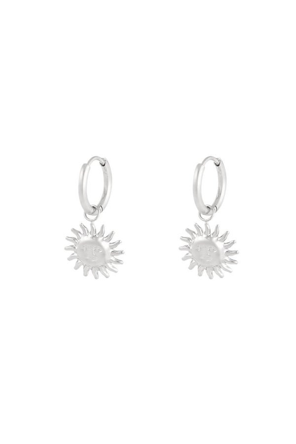 Glittering sunshine earrings - silver