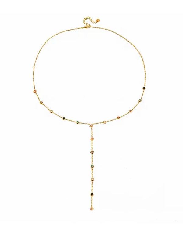 Crystal drop necklace - gold