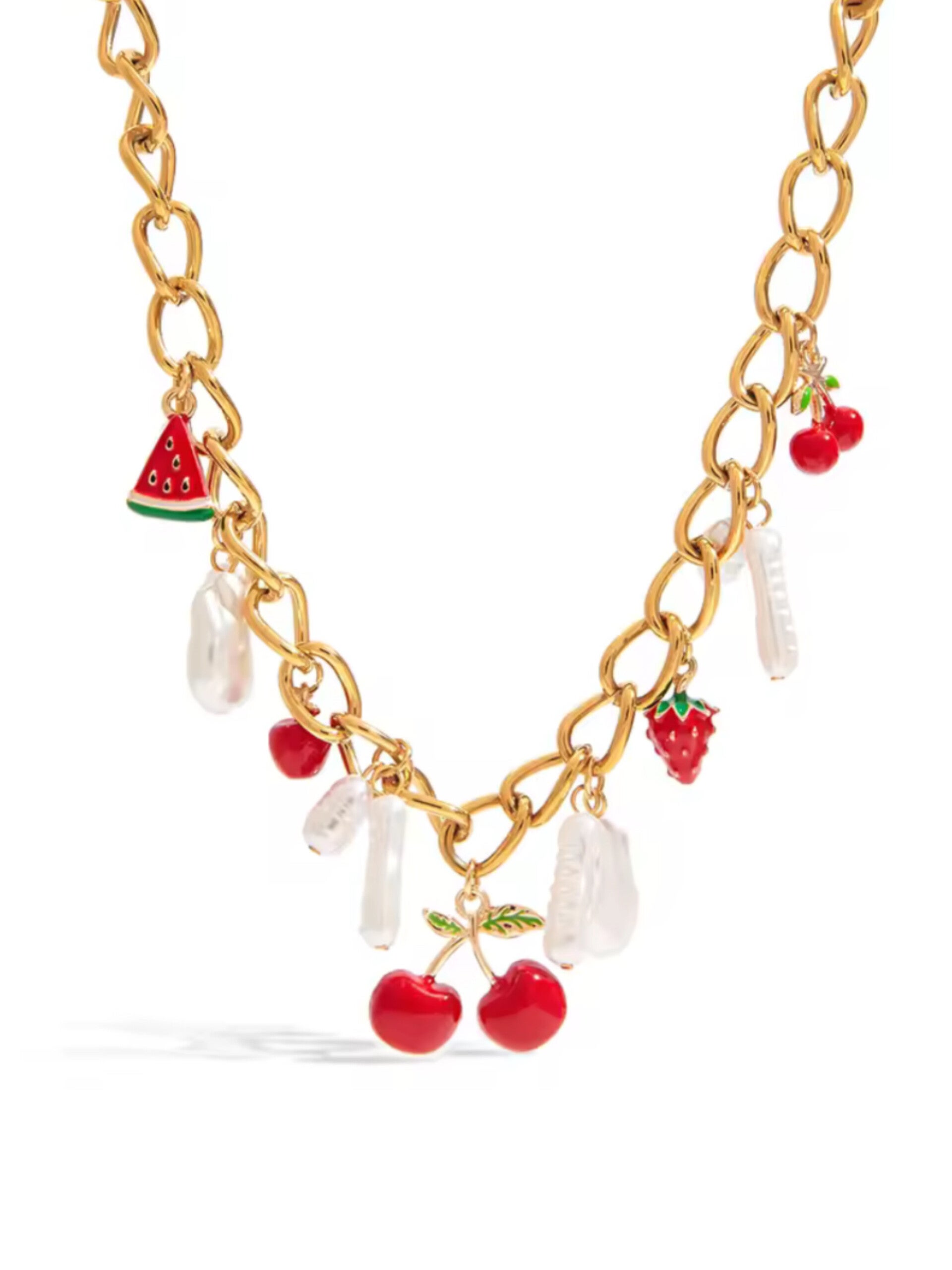 Cherry charm necklace - gold