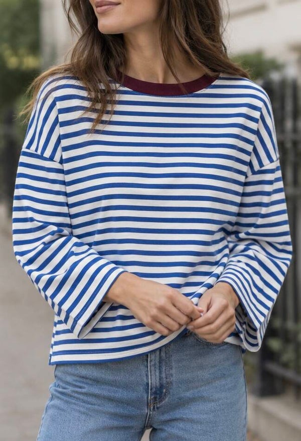 Lucie longsleeve - Blue & plum