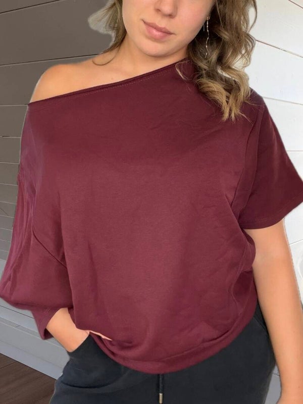 Lou off-shoulder top - Burgundy