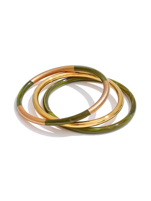 Loop bangle bracelet - green