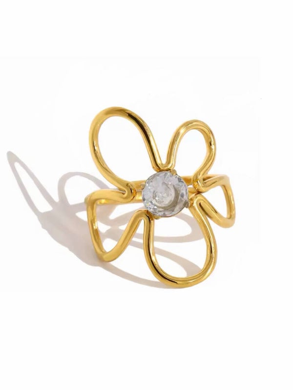 Floral gem ring - gold