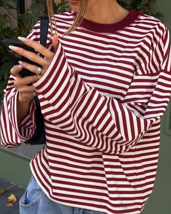 Lucie longsleeve - Red & white