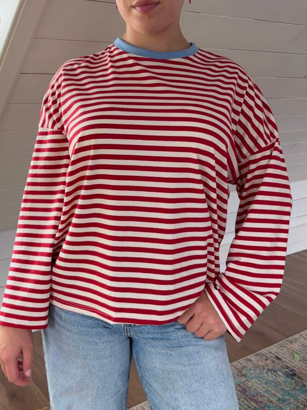 Lucie longsleeve - red & blue