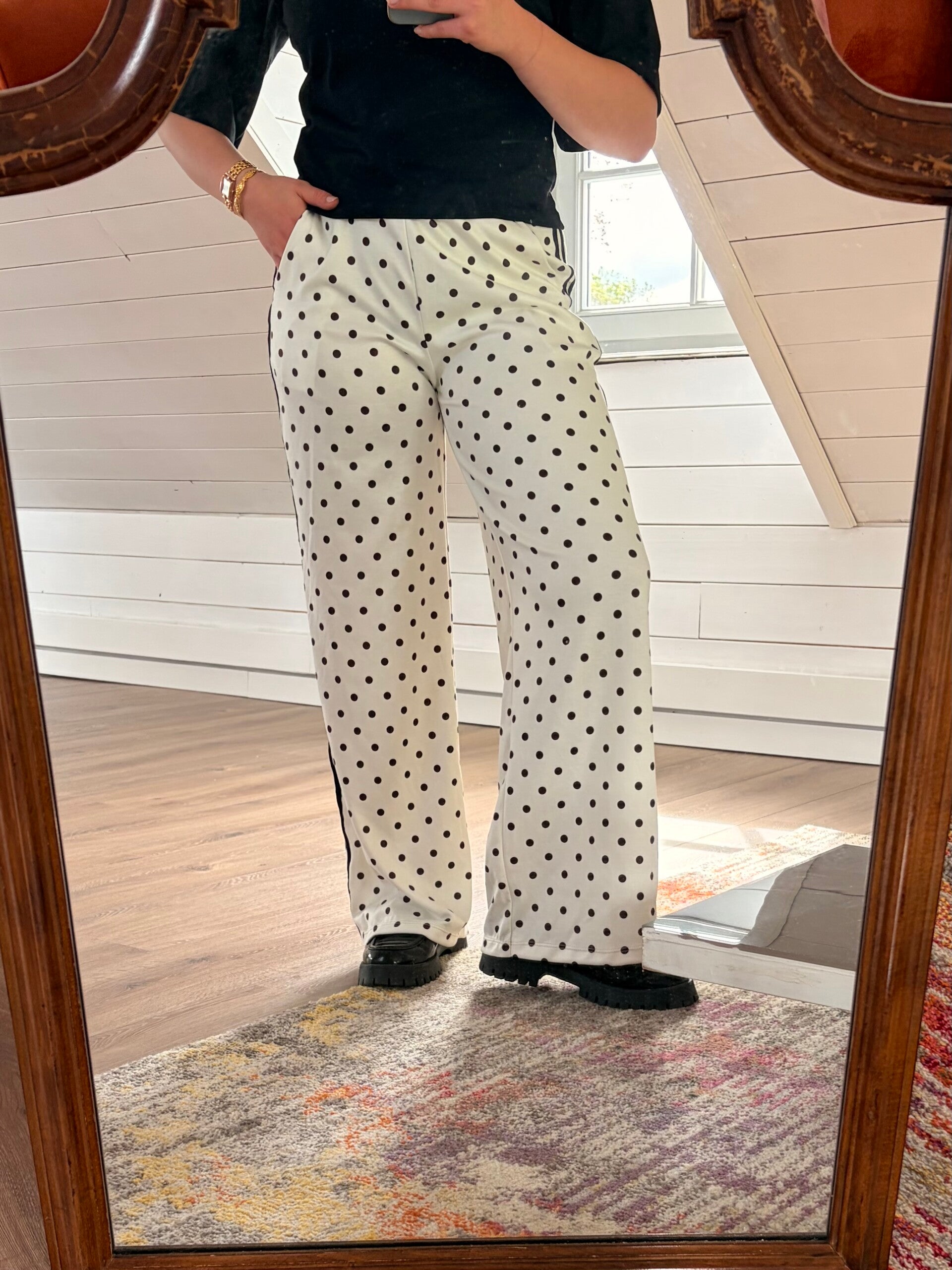 Polka dot pants - white
