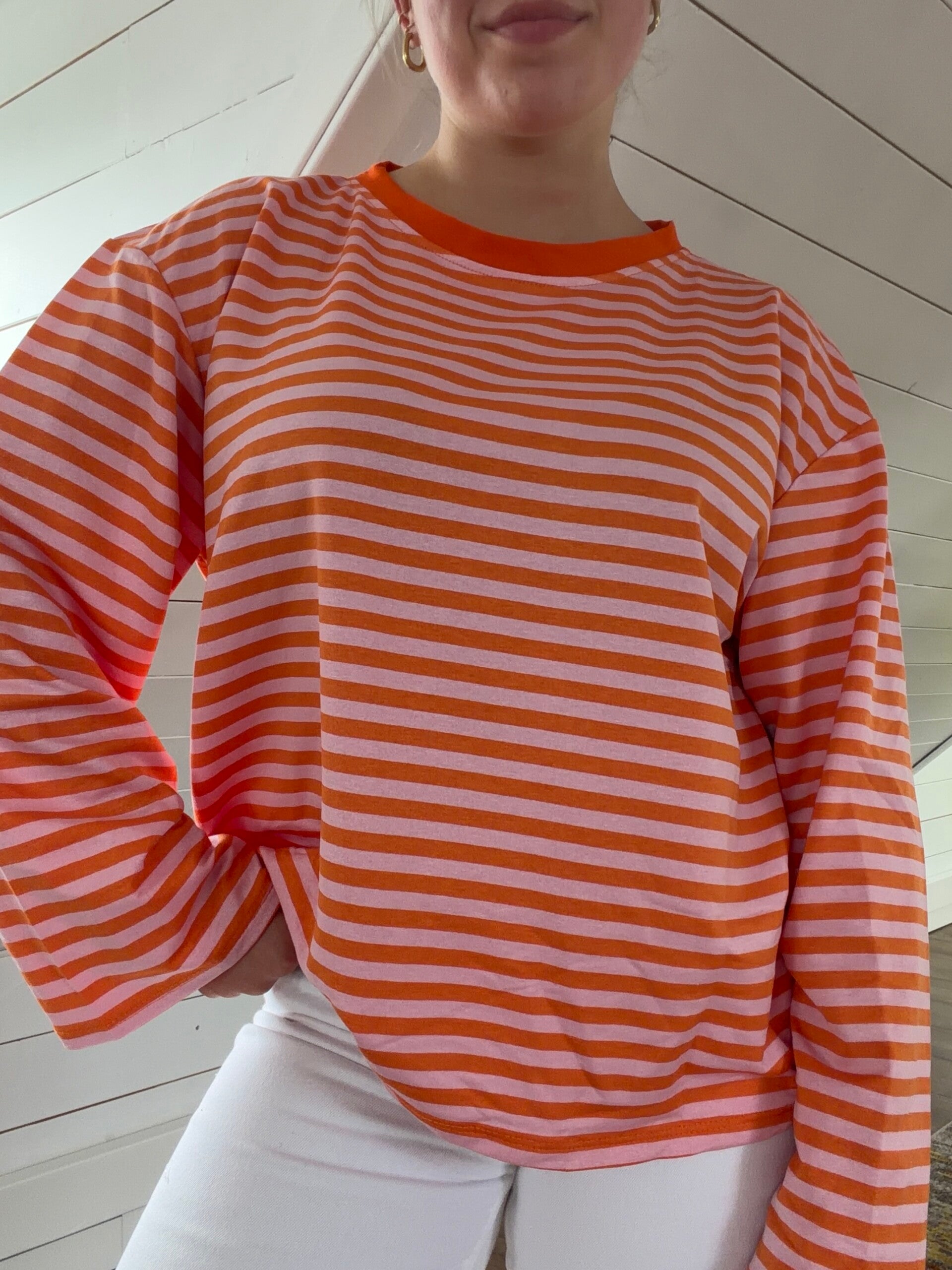 Lucie longsleeve - Orange & Pink