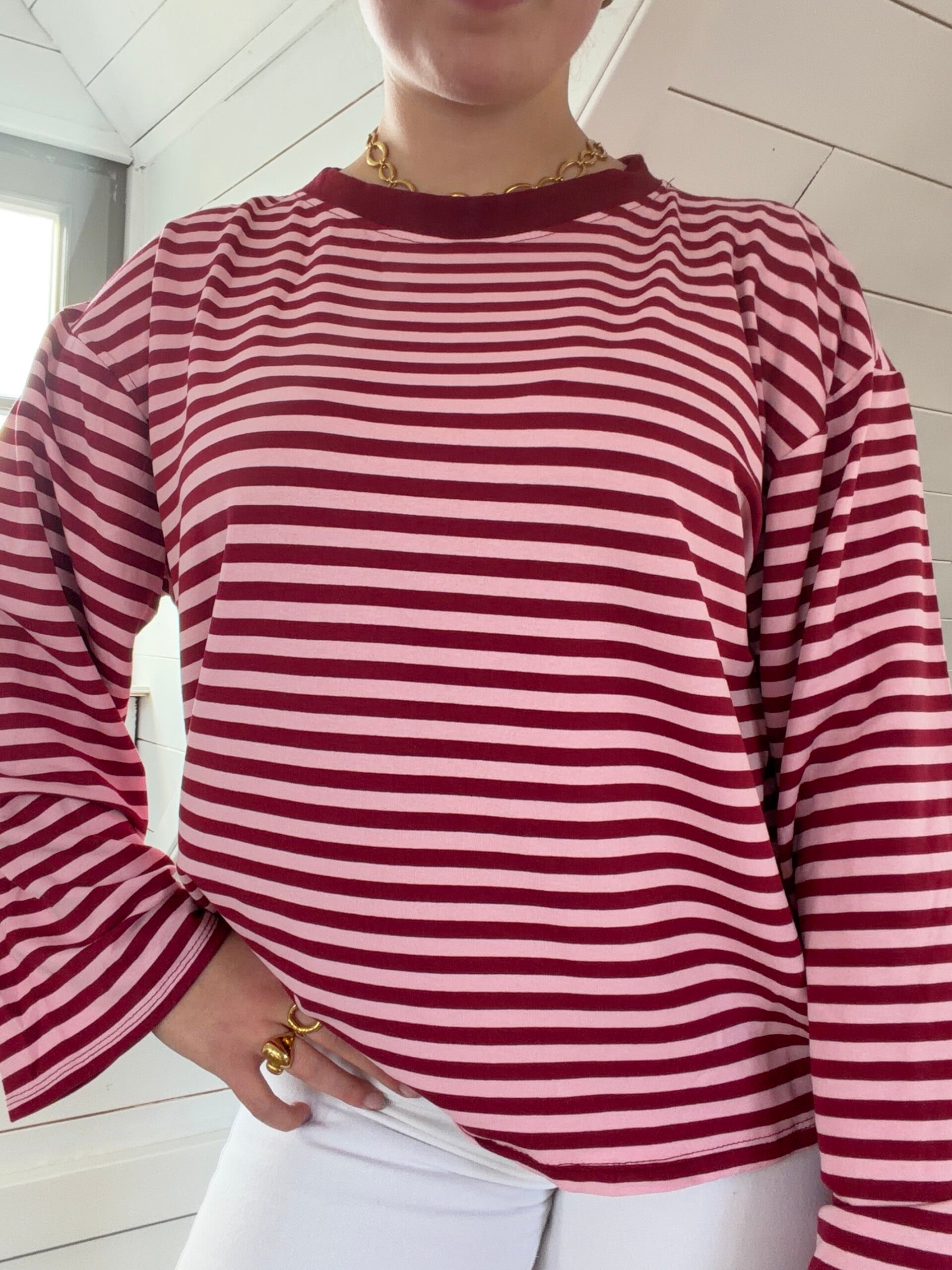 Lucie longsleeve - Burgundy & Pink