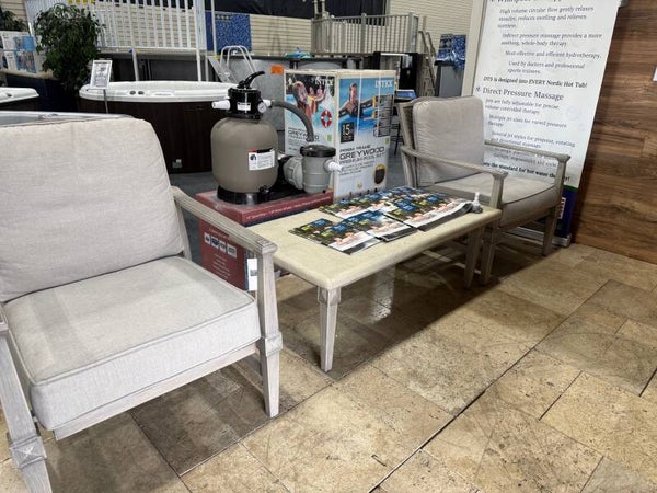 2 patio chairs with coffee table