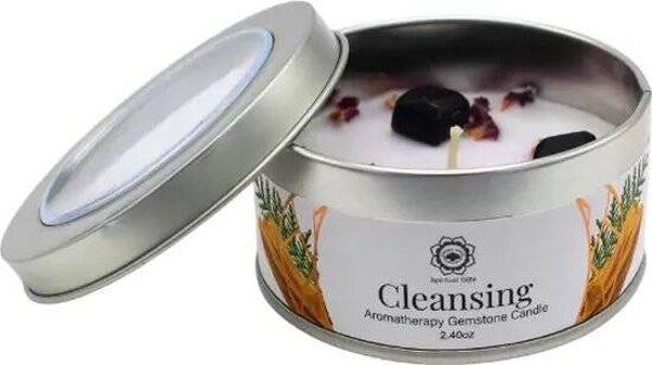 Edelsteen kaars Cleansing Sandelwood 70gr - Zuivering & Bescherming