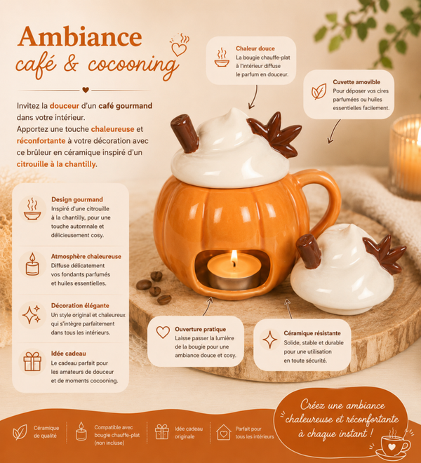 PUMPKIN CREAM LIDDED OIL BURNER AND WAX WARMER