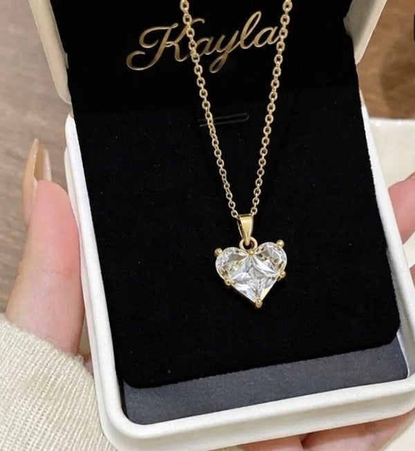 Collier Pendentif Cœur Éclatant - Plaqué Or 18k