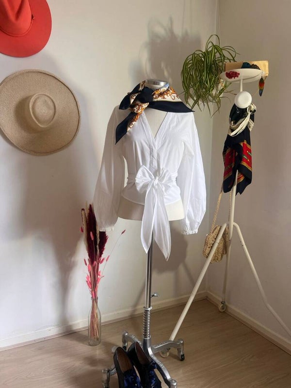 Classic White Tie-Waist Dance Top