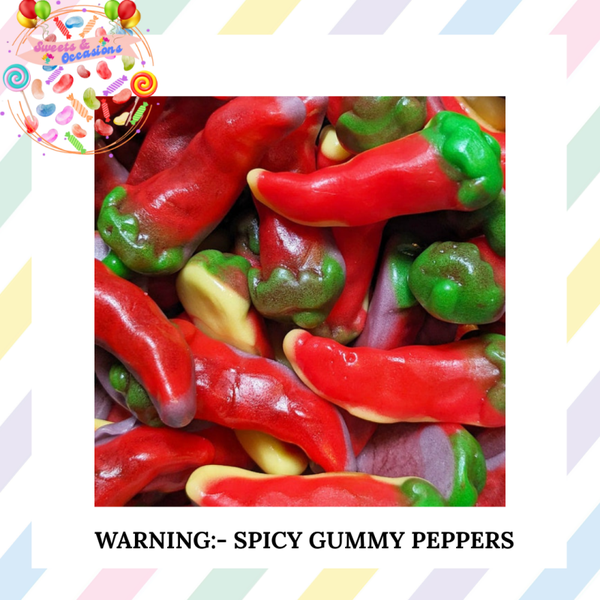 250g Gummy Firey Peppers (WARNING very hot and spice)