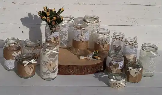 Hand-decorated jam-jar lamps