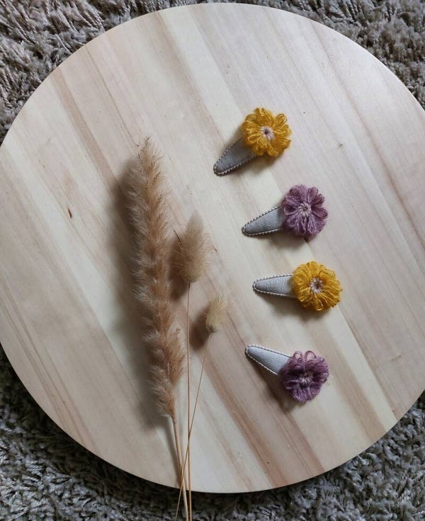 Gestoffeerde kliklak speldjes Wool Flower