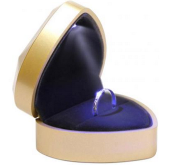 Ringdoosje LED hartje goud - Wholesale