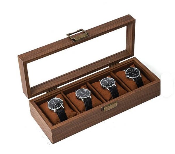 Horloge doos hout 4 stuks
