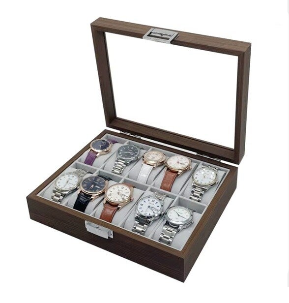 Horloge doos hout 10 stuks