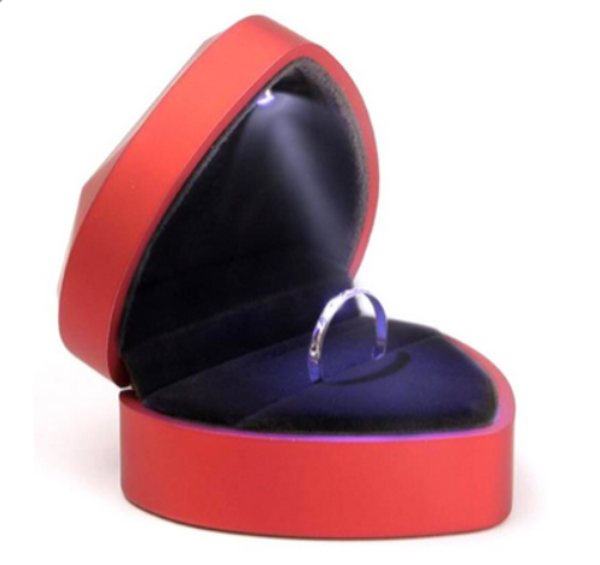 Ringdoosje LED hartje rood - Wholesale
