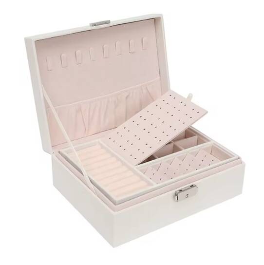 Sieradendoos met slot en uitneembare tray wit