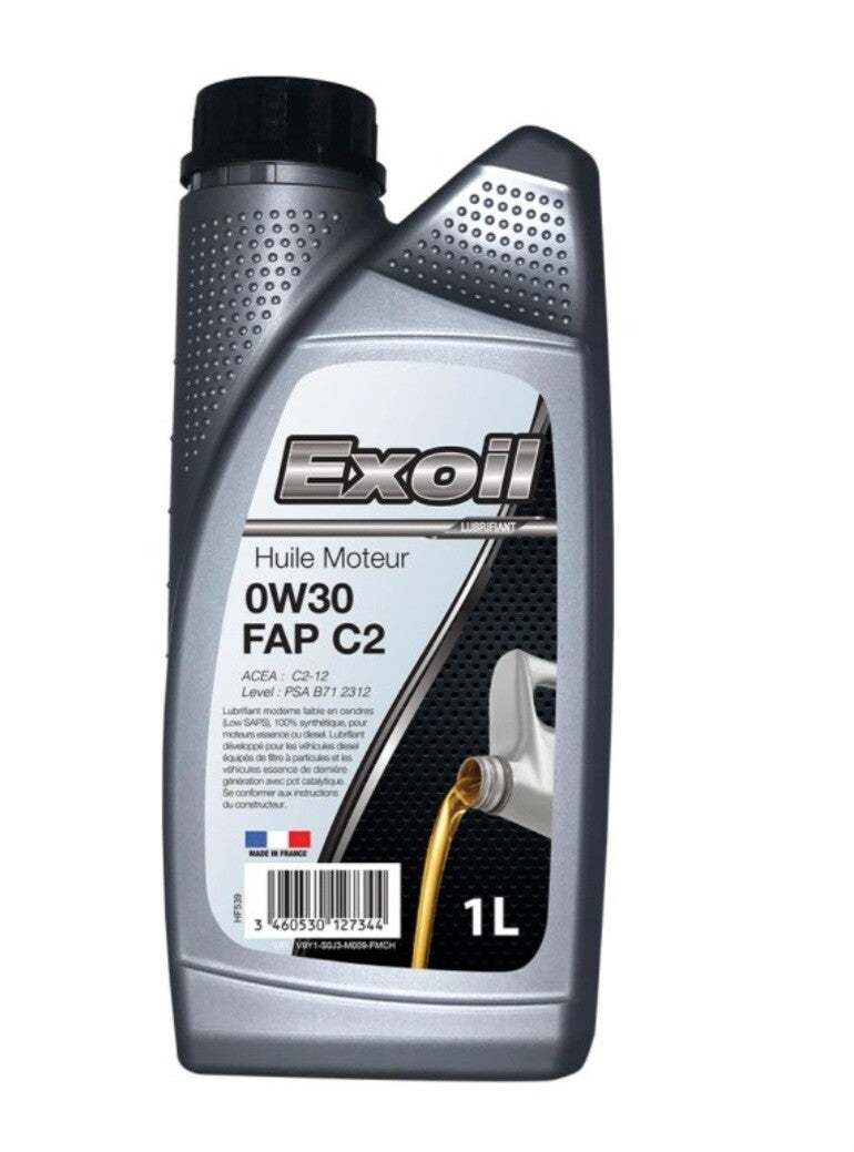 Huile Moteur 0W30 FAP C2  Exoil 1L