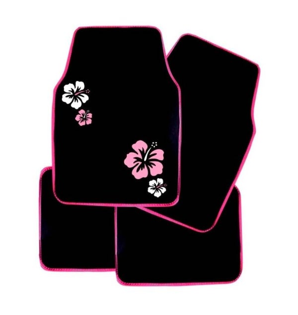 Tapis Hibiscus Moquette brodé Rose