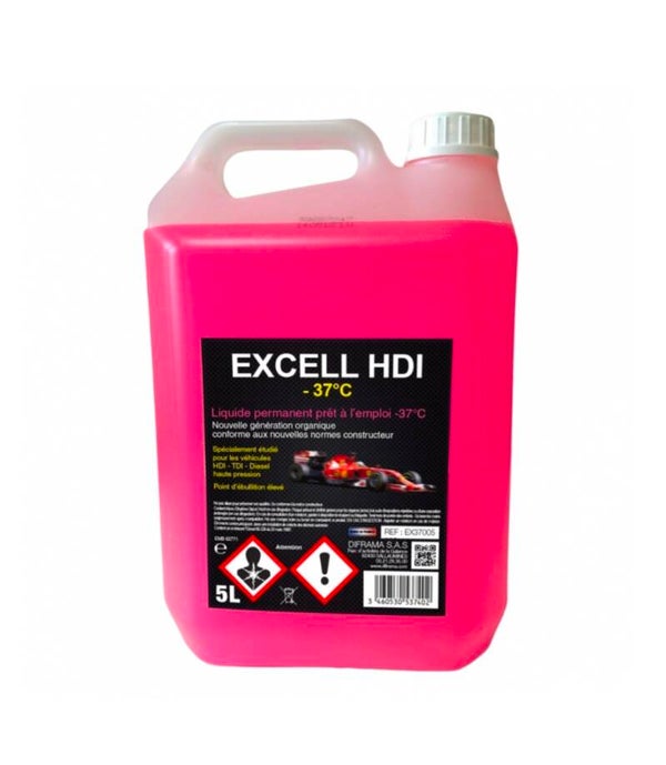 Liquide de refroidissement, rose, 5L, EXCELL HDI -37°C