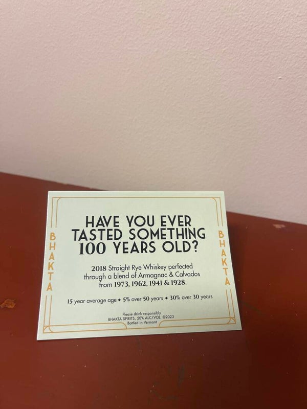 BHAKTA 2018 Straight Rye 100yr Old Shelf Talker