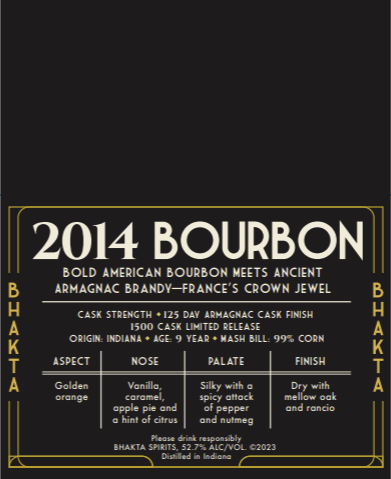BHAKTA 2014 Bourbon Shelf Talker