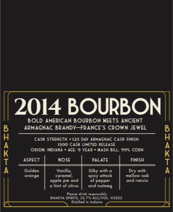 BHAKTA 2014 Bourbon Shelf Talker