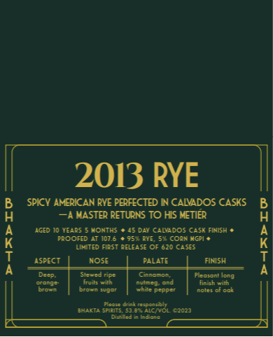 BHAKTA 2013 Rye Shelf Talker