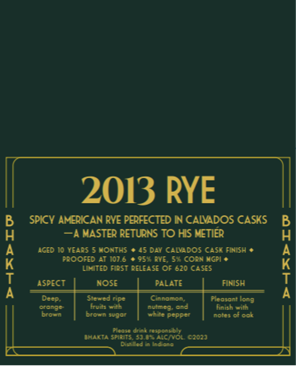 BHAKTA 2013 Rye Shelf Talker
