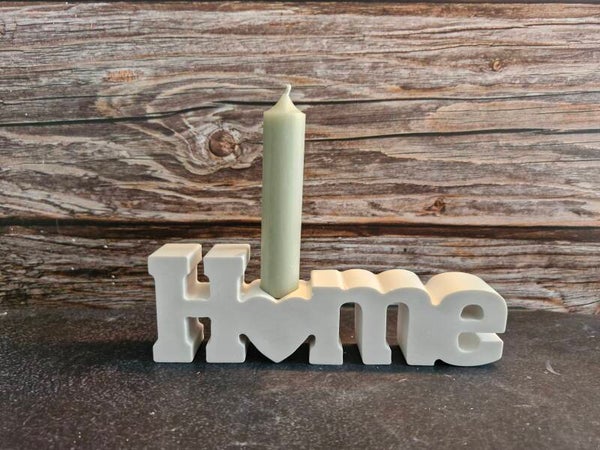 HOME-Schriftzug mit Kerzenhalter