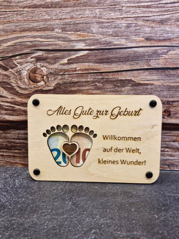 Holzkarte für Geld oder Gutscheine