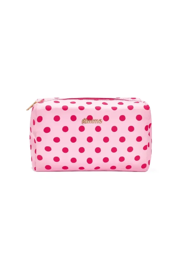 Toilettas groot roze/fuchsia stip