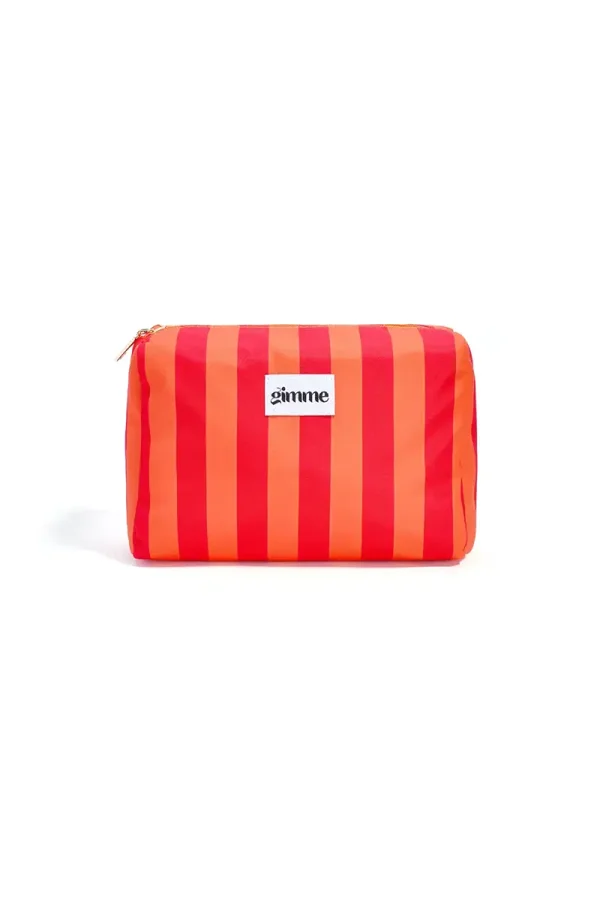 Toilettas groot streep oranje/rood